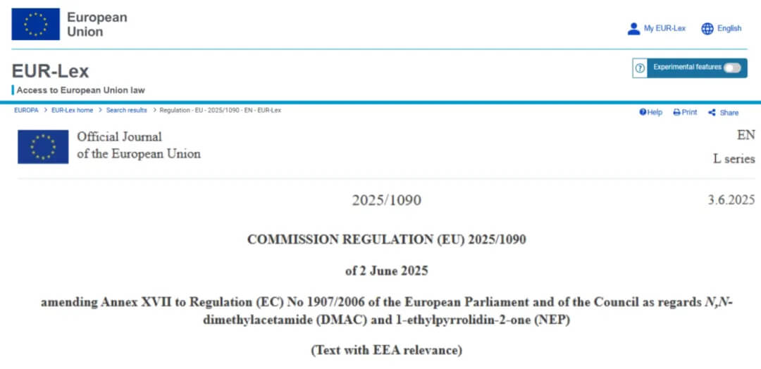 EU Adds DMAC and NEP to Annex XVII: New Compliance Strategies